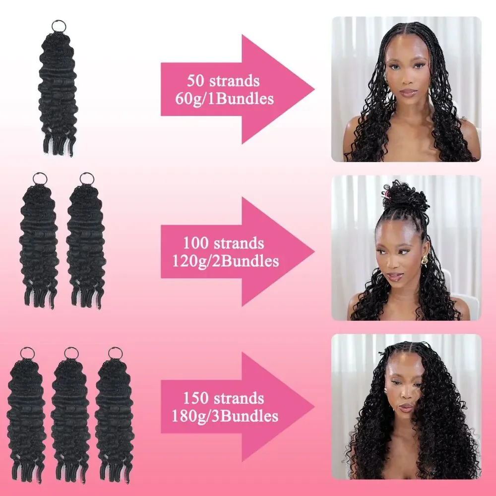 New 16in Burmese Curly Crochet Human Hair 60g 50 Strands Natural Black 1B
